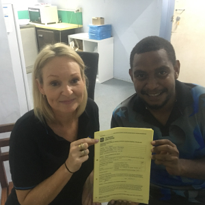 Gesa Joseph completing his last unit in his Certificate II in Community Pharmacy