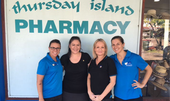 Caitlin Davies and Carli Berrill are two of the four pharmacists that work at Thursday Island Pharmacy LEFT TO RIGHT: Caitlin Davies, Guild Training Manager Deborah Scholz, Guild Trainer/Assessor Eloise Tombs and Carli Berrill 